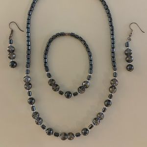 Hematite Necklace, bracelet and earrings